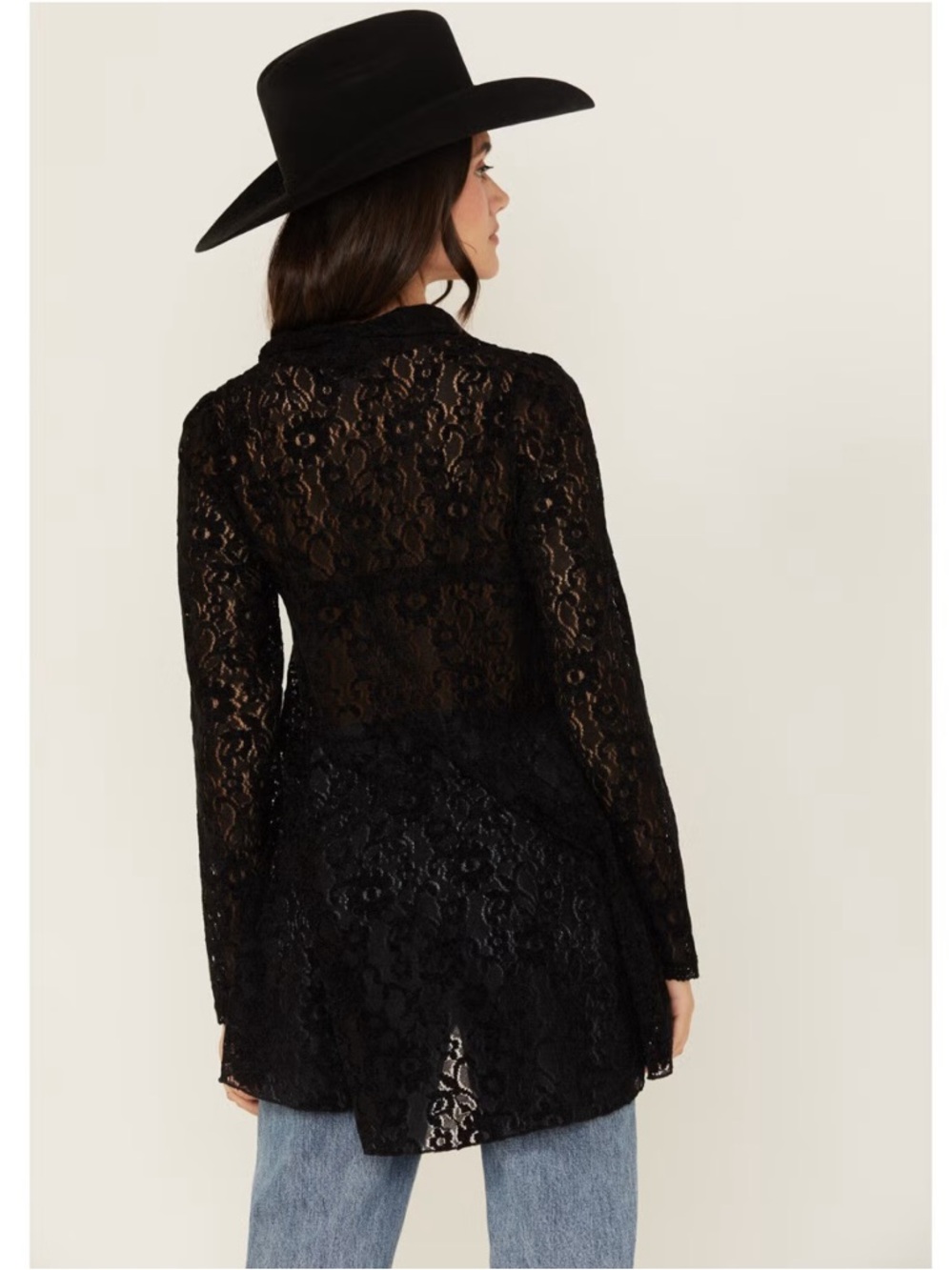 BEYOND THE RADAR VELVET LACE LONG SLEEVE TUNIC size Medium